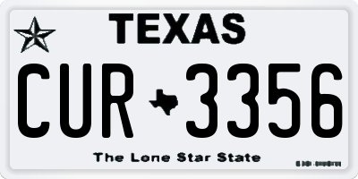 TX license plate CUR3356