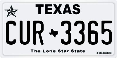 TX license plate CUR3365