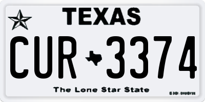 TX license plate CUR3374