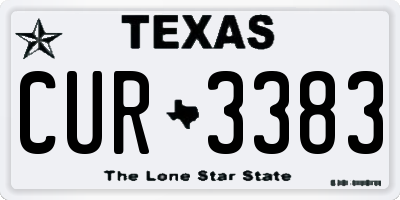 TX license plate CUR3383