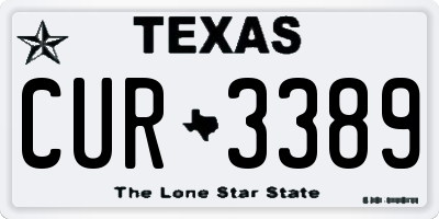 TX license plate CUR3389