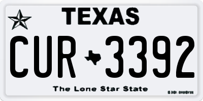TX license plate CUR3392