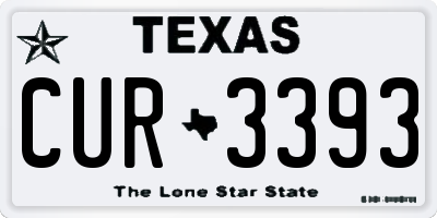 TX license plate CUR3393