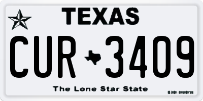 TX license plate CUR3409