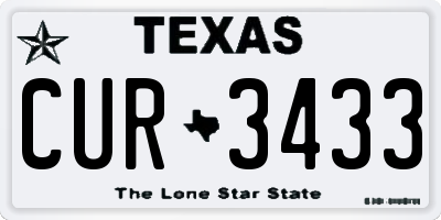 TX license plate CUR3433