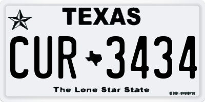 TX license plate CUR3434