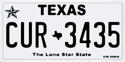 TX license plate CUR3435