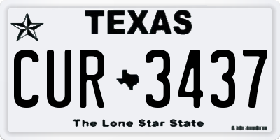 TX license plate CUR3437
