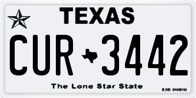 TX license plate CUR3442
