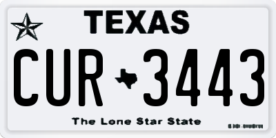 TX license plate CUR3443