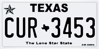 TX license plate CUR3453