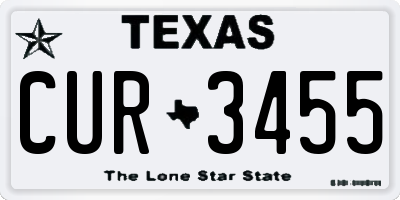 TX license plate CUR3455