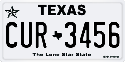 TX license plate CUR3456
