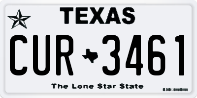 TX license plate CUR3461
