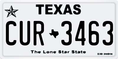 TX license plate CUR3463