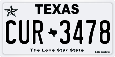 TX license plate CUR3478