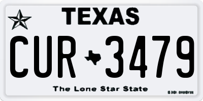 TX license plate CUR3479