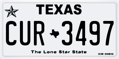 TX license plate CUR3497