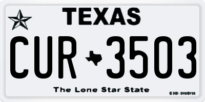 TX license plate CUR3503