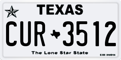 TX license plate CUR3512