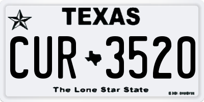 TX license plate CUR3520