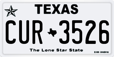 TX license plate CUR3526