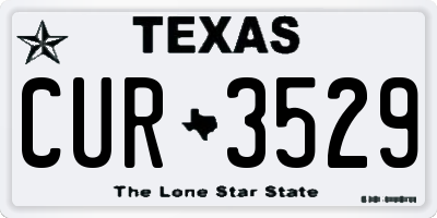 TX license plate CUR3529