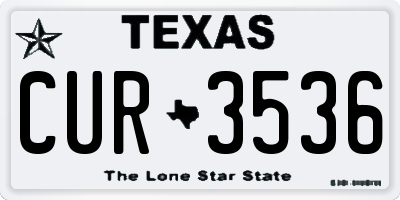 TX license plate CUR3536