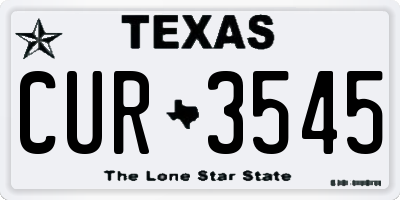 TX license plate CUR3545
