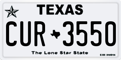 TX license plate CUR3550