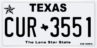 TX license plate CUR3551