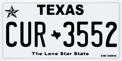 TX license plate CUR3552