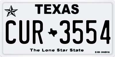 TX license plate CUR3554