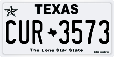 TX license plate CUR3573