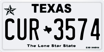 TX license plate CUR3574