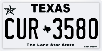 TX license plate CUR3580