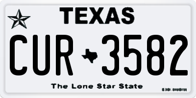 TX license plate CUR3582