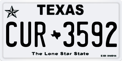 TX license plate CUR3592