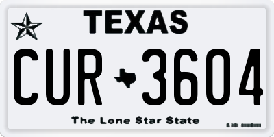 TX license plate CUR3604