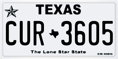 TX license plate CUR3605