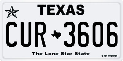 TX license plate CUR3606