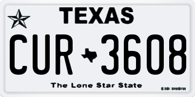 TX license plate CUR3608
