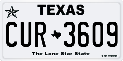 TX license plate CUR3609