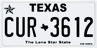 TX license plate CUR3612