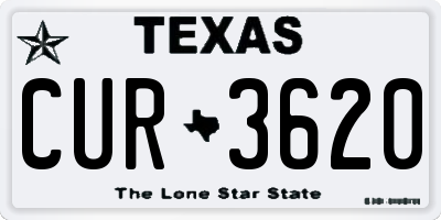 TX license plate CUR3620