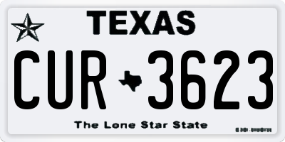 TX license plate CUR3623