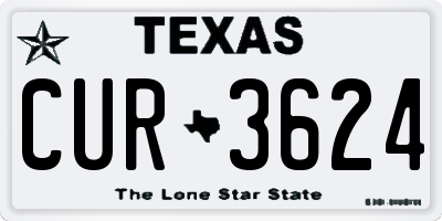 TX license plate CUR3624