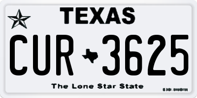 TX license plate CUR3625