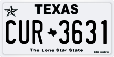 TX license plate CUR3631