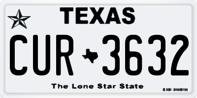 TX license plate CUR3632